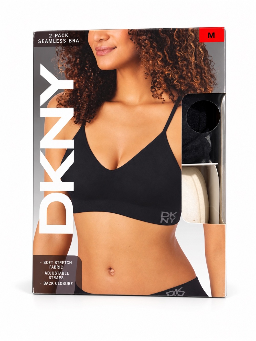 DKNY Seamless 2-Pack Bralette in Black & Cream